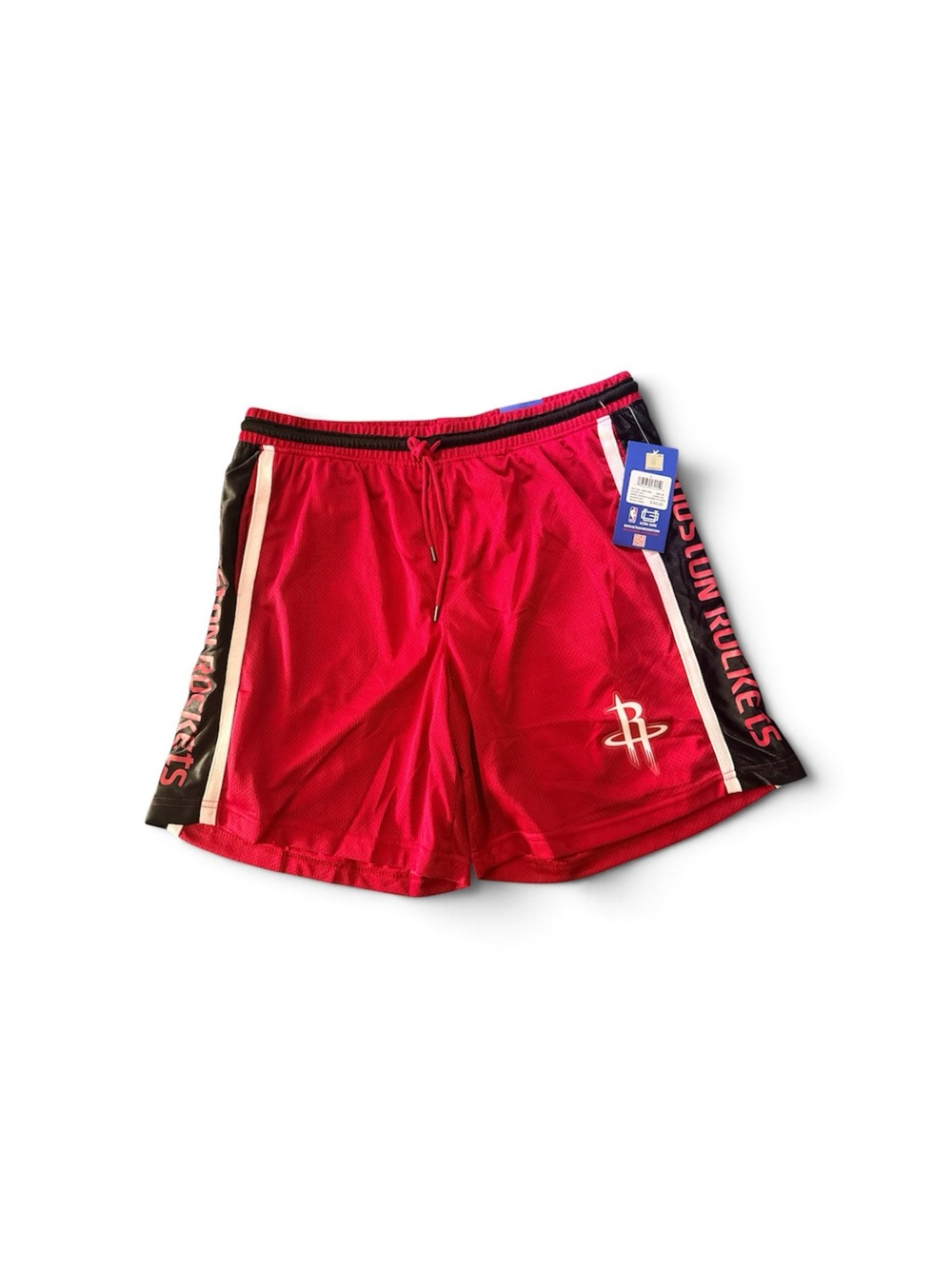 Men's Houston Rockets Red Athletic Mesh Shorts with Side Stripe
